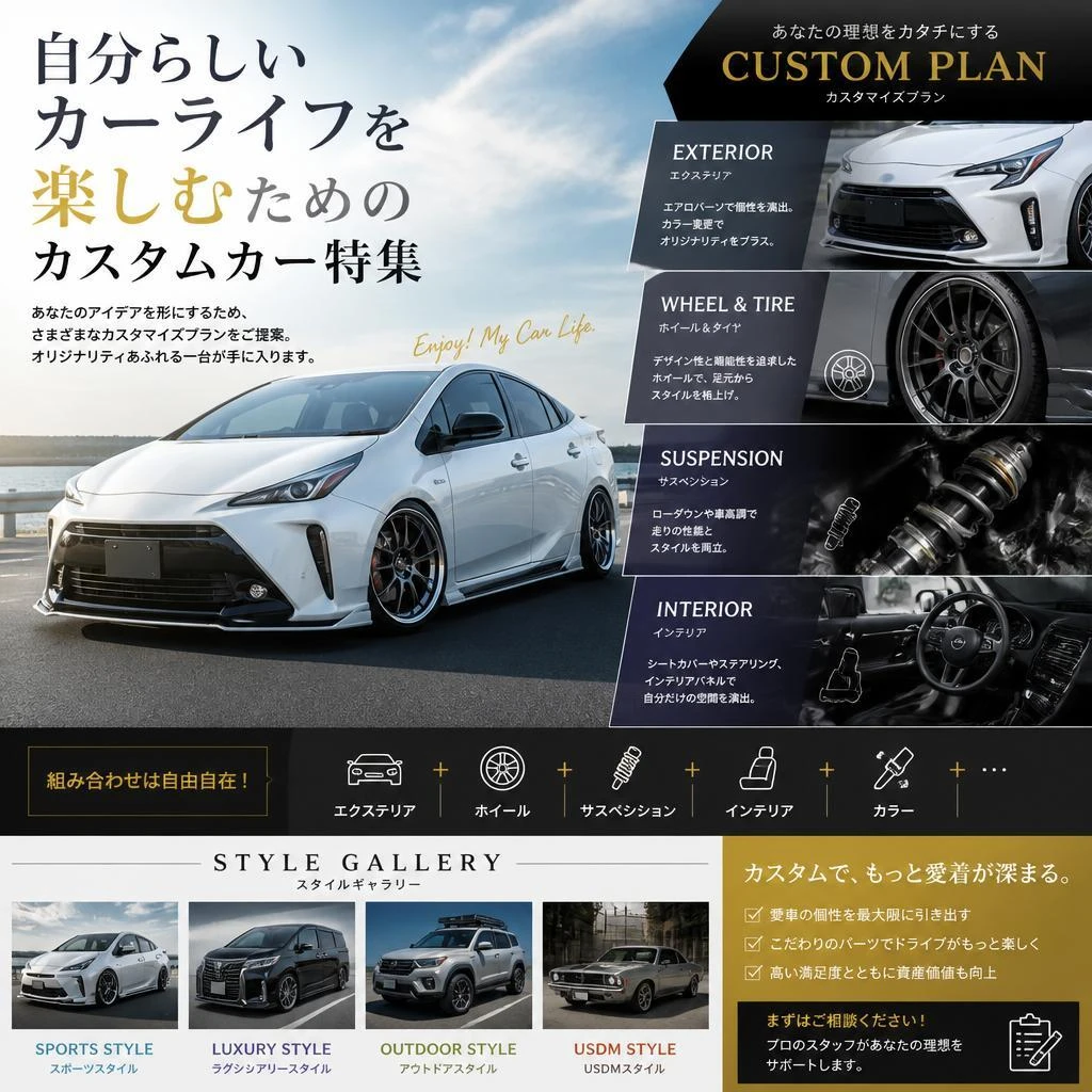 カスタムカー特集で自分だけの一台を！