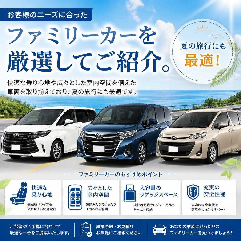 理想のファミリーカーを見つけよう