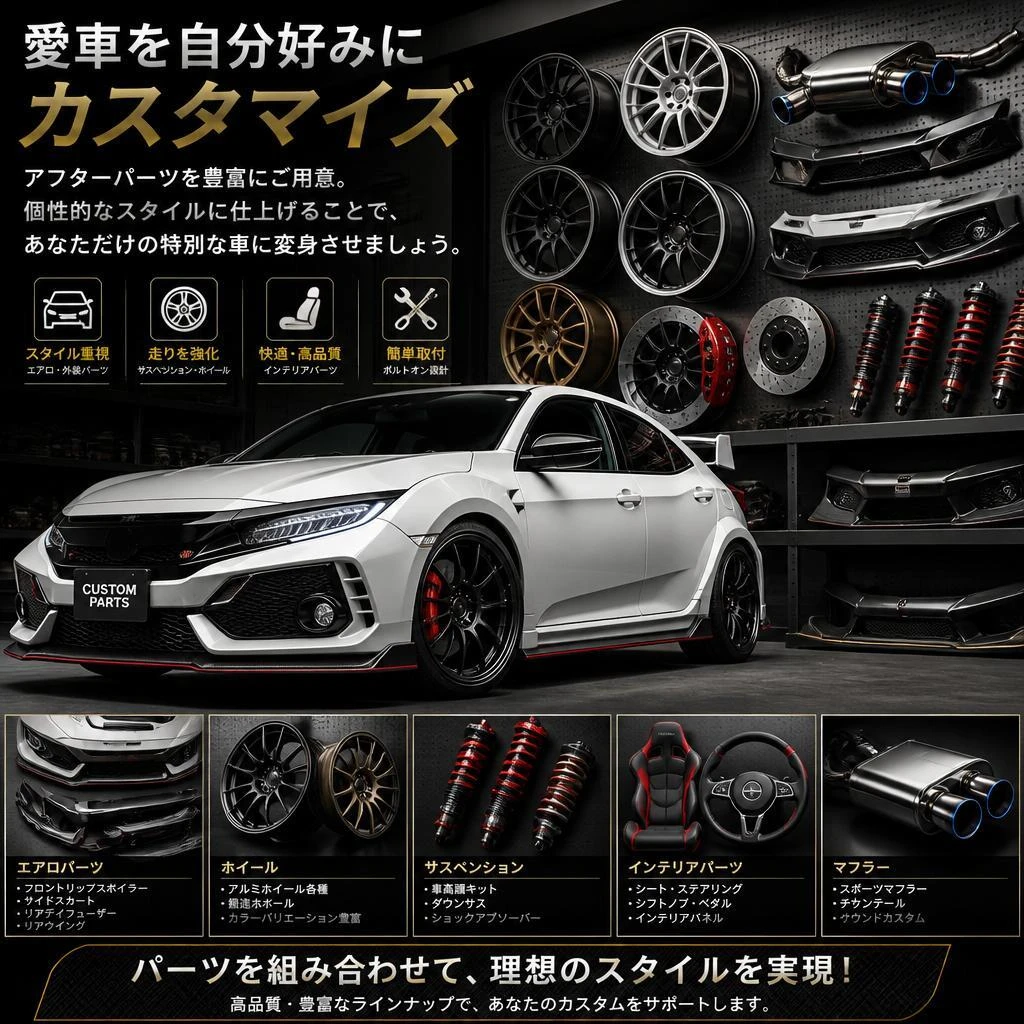 アフターパーツで愛車をカスタマイズ