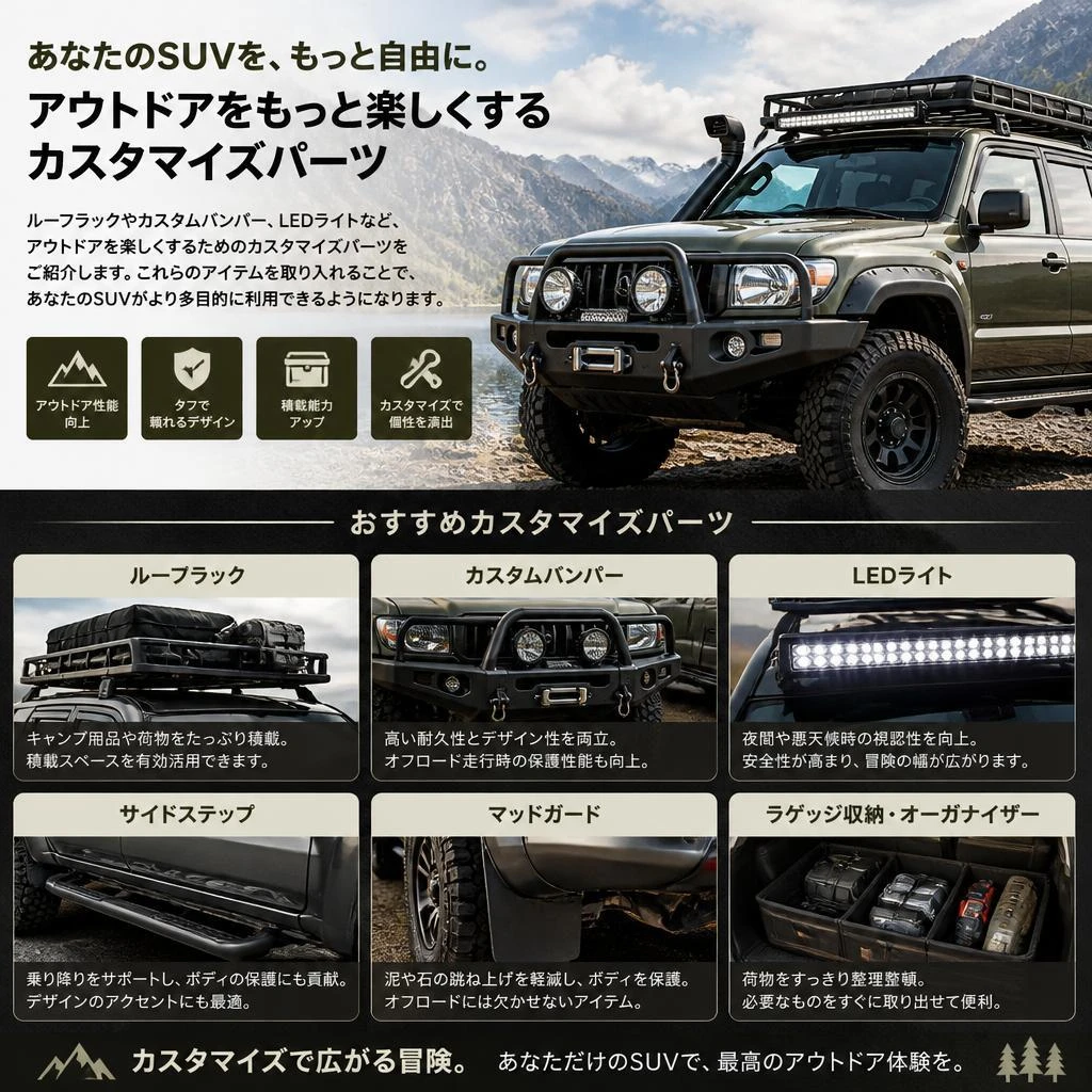 3. アウトドアに役立つカスタマイズパーツ