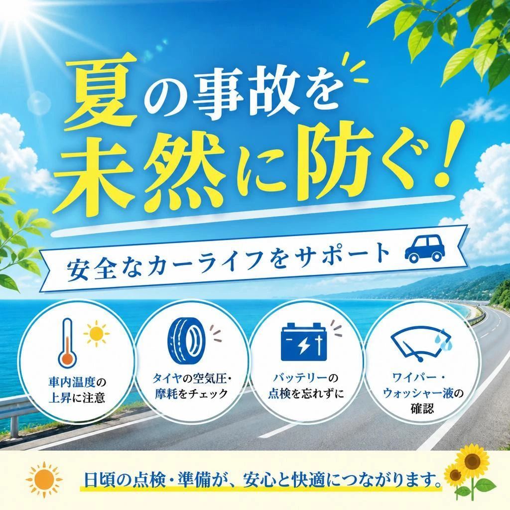 夏の事故を未然に防ぐ！安全なカーライフをサポート