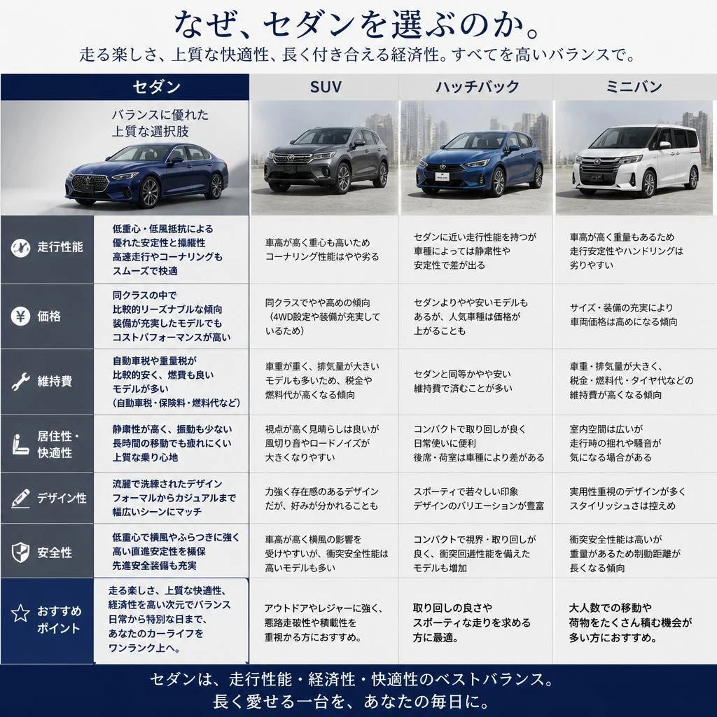 セダン vs. 他の車種