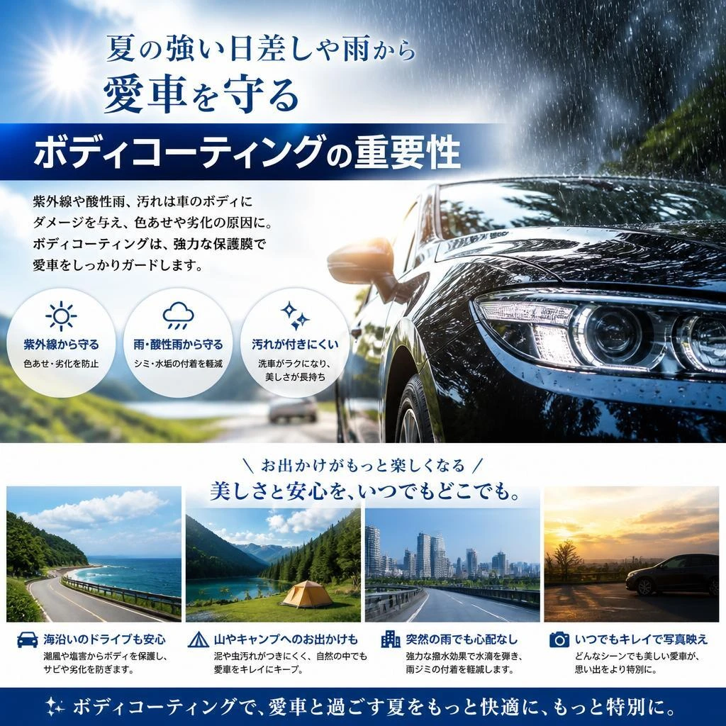 2. 夏のお出かけにこそボディコーティングが必要な理由