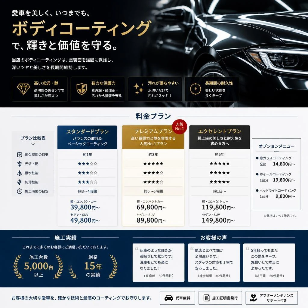 3. 旭川市でのボディコーティングの施工内容