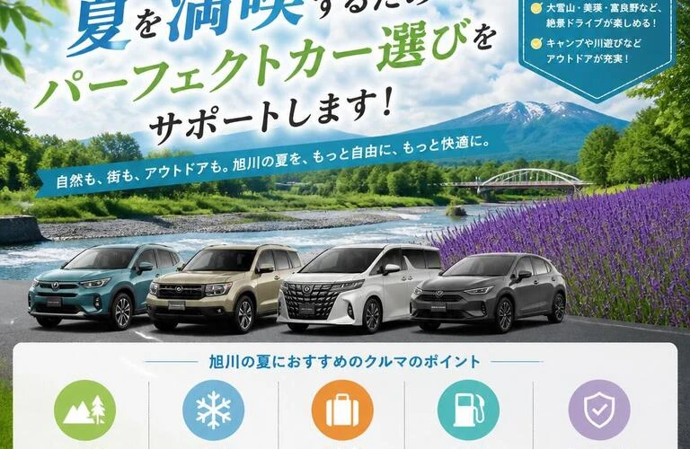 旭川の夏を満喫するためのパーフェクトカー選びをサポートします！
