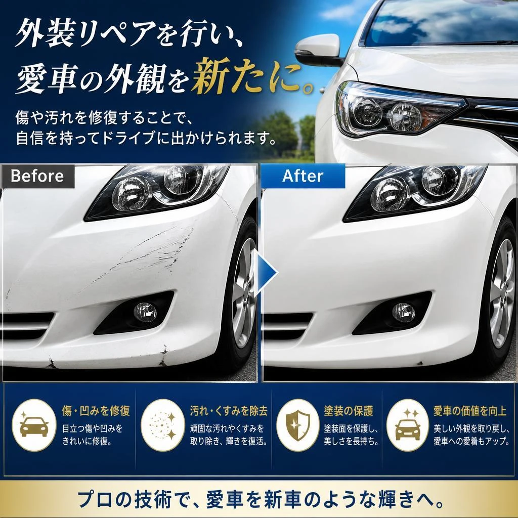 外装リペアで愛車を見た目もリフレッシュ