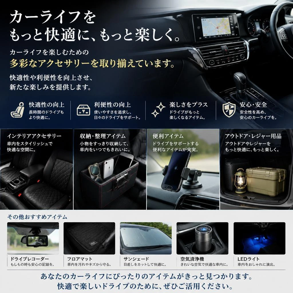 カーライフを豊かにするアクセサリー