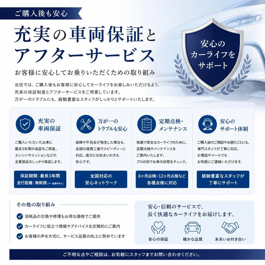 安心の車両保証でサポート