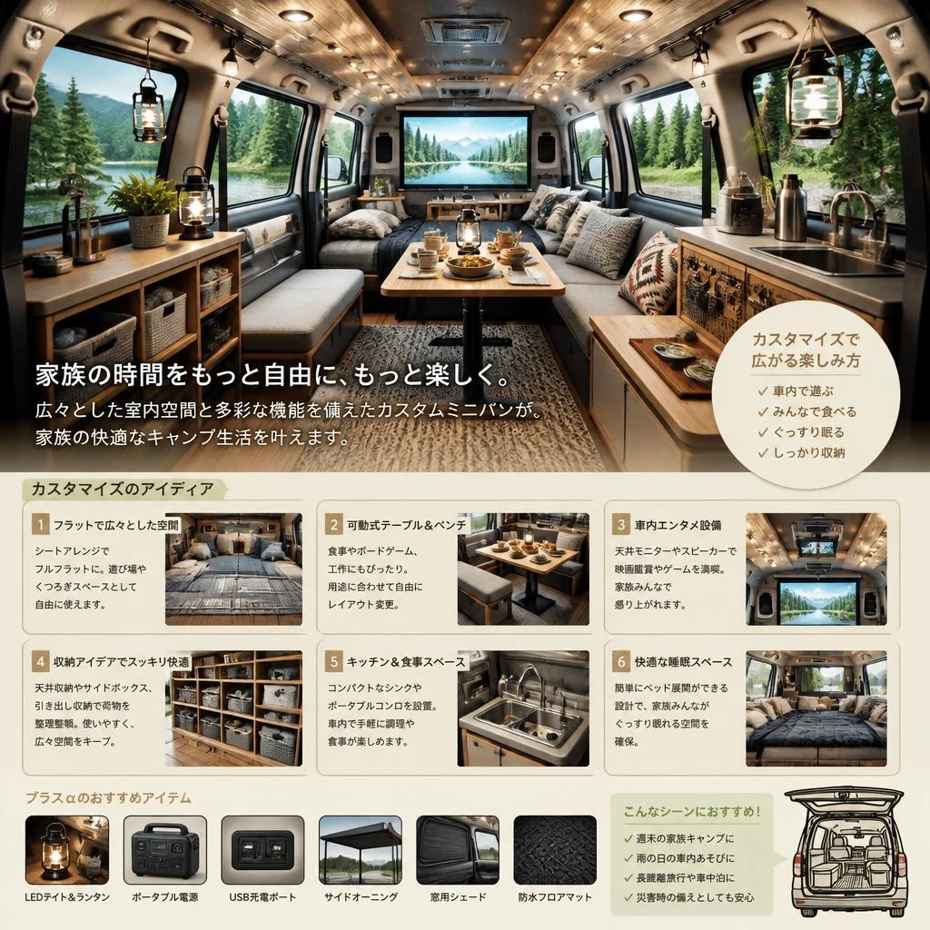 快適なミニバンがキャンプを変える！