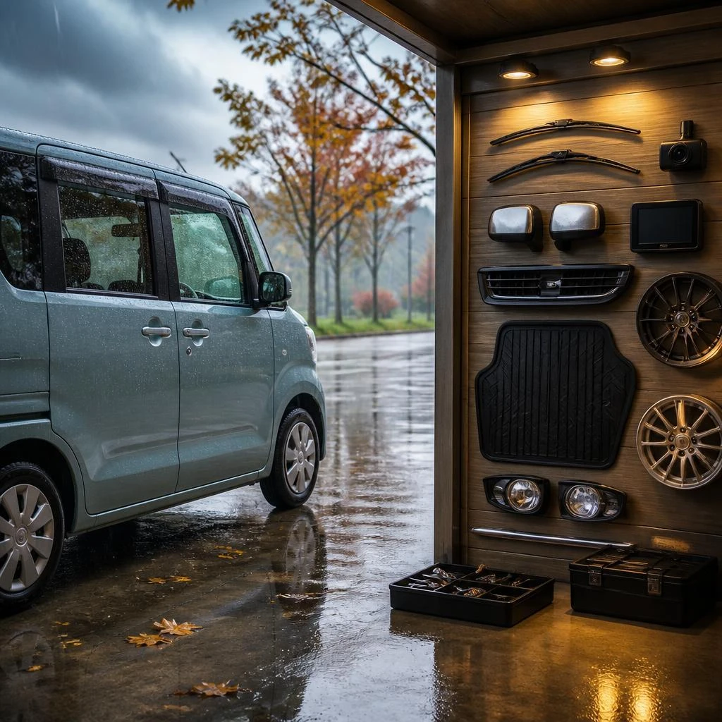 秋雨の季節こそ、軽自動車のパーツ取付けで快適な移動を